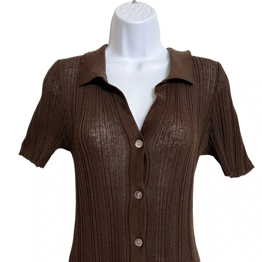 Revolve LSpace Undertow Dress Womens L Expresso Brown Stretch Ribbed Knit Maxi - Picture 3 of 11